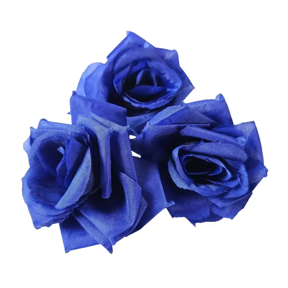 63 Royal Blue Silk Rose Heads 3 inch Artificial Wedding Flowers DIY Craft Decor